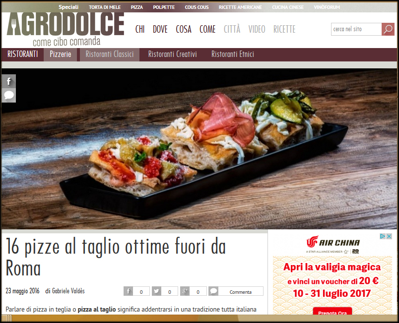 La Compagnia Della Pizza di Valerio Valle tra le migliori pizze al Taglio D’ ITALIA secondo AGRODOLCE.IT